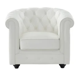 Fauteuil En Cuir De Buffle CHESTERFIELD - Blanc 8 Fauteuil En Cuir De Buffle CHESTERFIELD - Blanc -Promos Fauteora Magasin fauteuil 398833