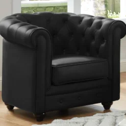 Fauteuil En Cuir De Buffle CHESTERFIELD - Noir 9 Fauteuil En Cuir De Buffle CHESTERFIELD - Noir -Promos Fauteora Magasin fauteuil 398857