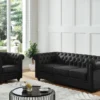 Fauteuil En Cuir De Buffle CHESTERFIELD - Noir -Promos Fauteora Magasin fauteuil 398863