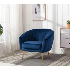 Fauteuil Cabriolet En Velours PABLITO - Bleu Roi