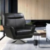Fauteuil Pivotant En Cuir De Buffle ITHAQUE - Noir -Promos Fauteora Magasin fauteuil 417837