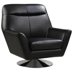 Fauteuil Pivotant En Cuir De Buffle ITHAQUE - Noir -Promos Fauteora Magasin fauteuil 417839