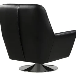 Fauteuil Pivotant En Cuir De Buffle ITHAQUE - Noir -Promos Fauteora Magasin fauteuil 417843
