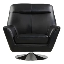 Fauteuil Pivotant En Cuir De Buffle ITHAQUE - Noir -Promos Fauteora Magasin fauteuil 417847