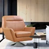 Fauteuil Pivotant En Cuir De Buffle ITHAQUE - Camel -Promos Fauteora Magasin fauteuil 417849