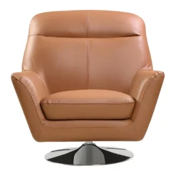 Fauteuil Pivotant En Cuir De Buffle ITHAQUE - Camel -Promos Fauteora Magasin fauteuil 417851