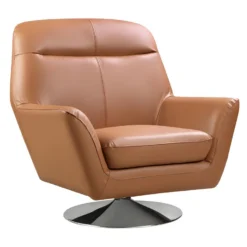 Fauteuil Pivotant En Cuir De Buffle ITHAQUE - Camel -Promos Fauteora Magasin fauteuil 417859