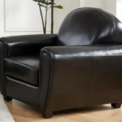 Fauteuil Club En Cuir SIGURD - Noir