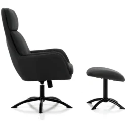 Fauteuil Inclinable En Lin Avec Repose-pieds ARBORI - Gris Anthracite -Promos Fauteora Magasin fauteuil 433647