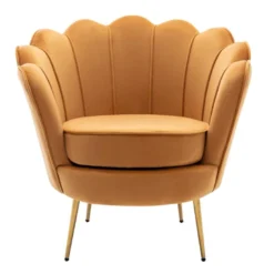 Fauteuil Coquillage En Velours Jaune Moutarde DANDELION De Pascal Morabito -Promos Fauteora Magasin fauteuil 434925