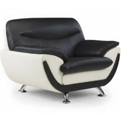 Fauteuil En Simili INDICE - Bicolore Noir Et Ivoire -Promos Fauteora Magasin fauteuil 474511
