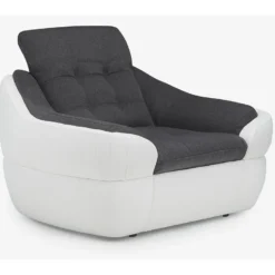 Fauteuil En Tissu Et Simili FAREZ - Bicolore Gris Et Blanc -Promos Fauteora Magasin fauteuil 474517