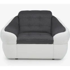 Fauteuil En Tissu Et Simili FAREZ - Bicolore Gris Et Blanc -Promos Fauteora Magasin fauteuil 474525