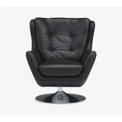 Fauteuil Pivotant En Cuir ANABA - Noir -Promos Fauteora Magasin fauteuil 474543