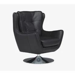 Fauteuil Pivotant En Cuir ANABA - Noir -Promos Fauteora Magasin fauteuil 474545