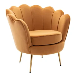 Fauteuil Coquillage En Velours Jaune Moutarde DANDELION De Pascal Morabito -Promos Fauteora Magasin fauteuil 478513