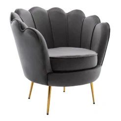 Fauteuil Coquillage En Velours Anthracite DANDELION De Pascal Morabito -Promos Fauteora Magasin fauteuil 478515