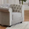 Fauteuil CHESTERFIELD - Velours Gris Clair -Promos Fauteora Magasin fauteuil 486143