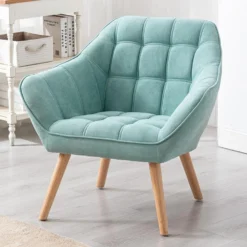 Fauteuil En Tissu Vert D'eau CASERTA -Promos Fauteora Magasin fauteuil 492069