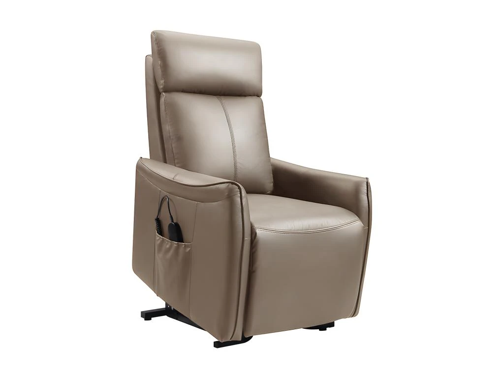 Fauteuil Releveur électrique En Cuir Marron PITALI 4 Fauteuil Releveur électrique En Cuir Marron PITALI – Image 2