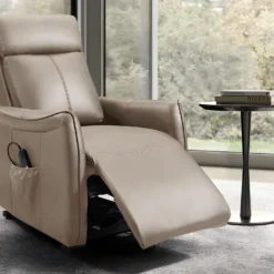 Fauteuil Releveur électrique En Cuir Marron PITALI