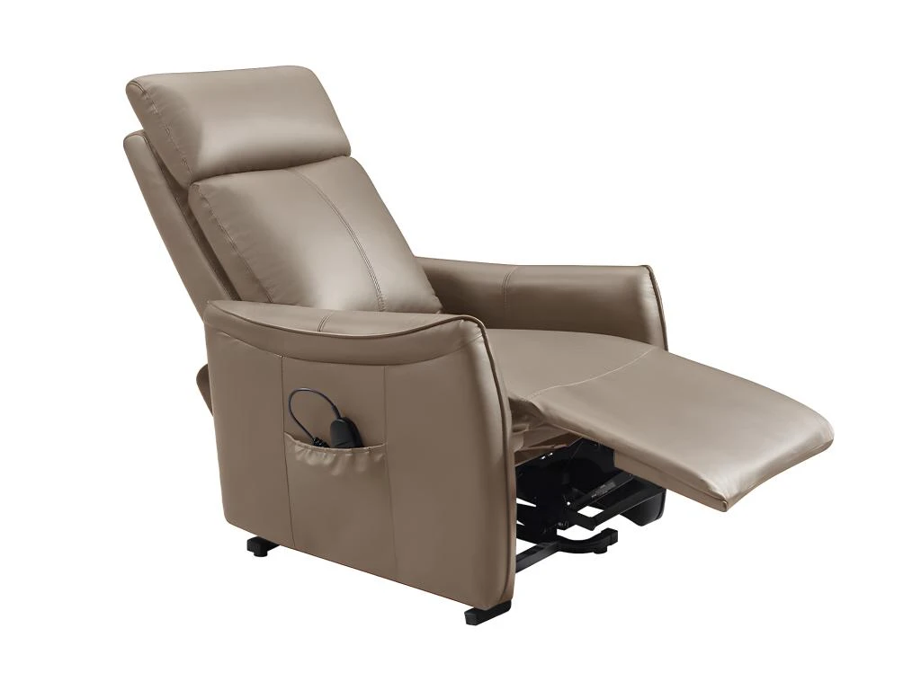 Fauteuil Releveur électrique En Cuir Marron PITALI 6 Fauteuil Releveur électrique En Cuir Marron PITALI – Image 4