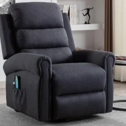 Fauteuil Massant En Tissu Avec Releveur électrique - Gris Anthracite - LOVARI