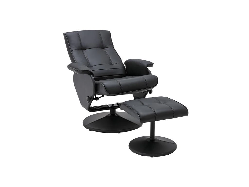 Fauteuil De Relaxation Avec Repose-pied En Cuir ANDALOUSIE - Noir 6 Fauteuil De Relaxation Avec Repose-pied En Cuir ANDALOUSIE - Noir – Image 4