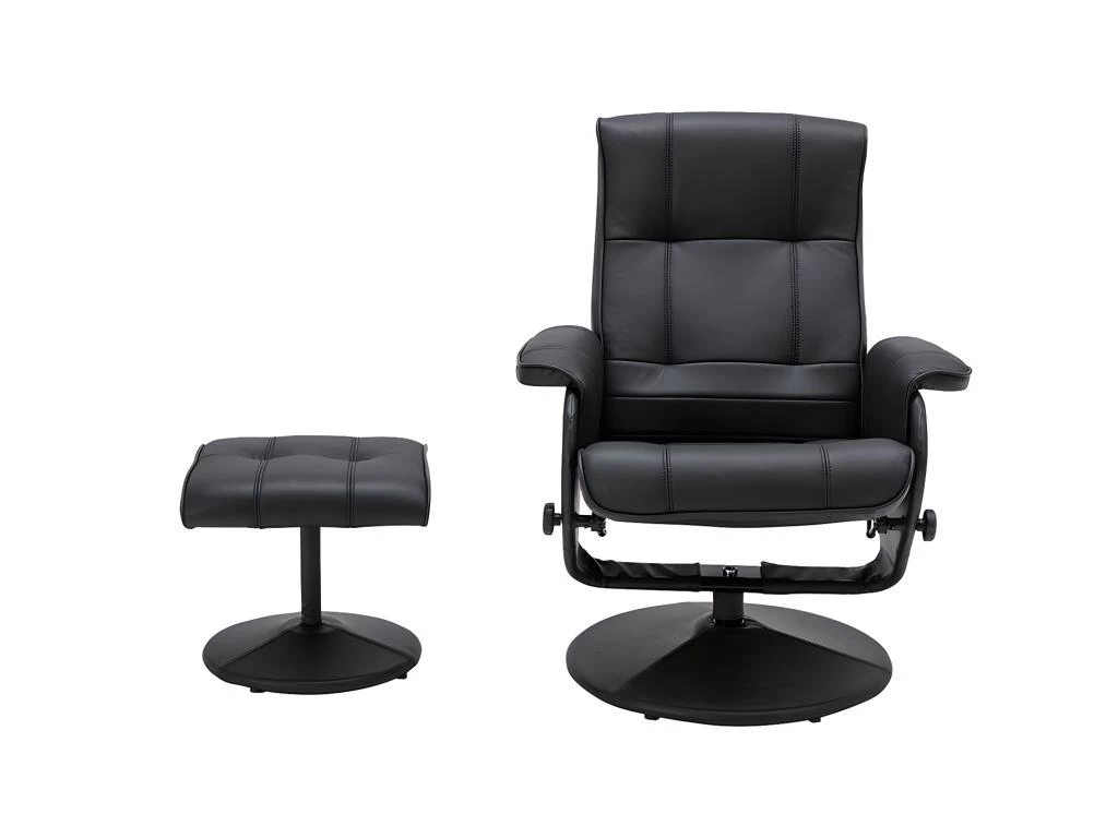 Fauteuil De Relaxation Avec Repose-pied En Cuir ANDALOUSIE - Noir 4 Fauteuil De Relaxation Avec Repose-pied En Cuir ANDALOUSIE - Noir – Image 2