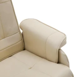 Fauteuil De Relaxation Avec Repose-pied En Cuir ANDALOUSIE - Beige -Promos Fauteora Magasin fauteuil 673497