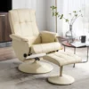 Fauteuil De Relaxation Avec Repose-pied En Cuir ANDALOUSIE - Beige -Promos Fauteora Magasin fauteuil 673503