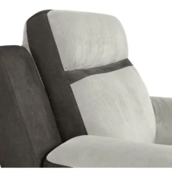 Fauteuil Relax En Microfibre Gris Clair Et Bandes Marrons TALCA -Promos Fauteora Magasin fauteuil 6815473