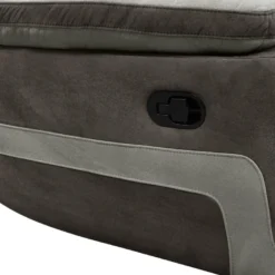 Fauteuil Relax En Microfibre Gris Clair Et Bandes Marrons TALCA -Promos Fauteora Magasin fauteuil 6815479