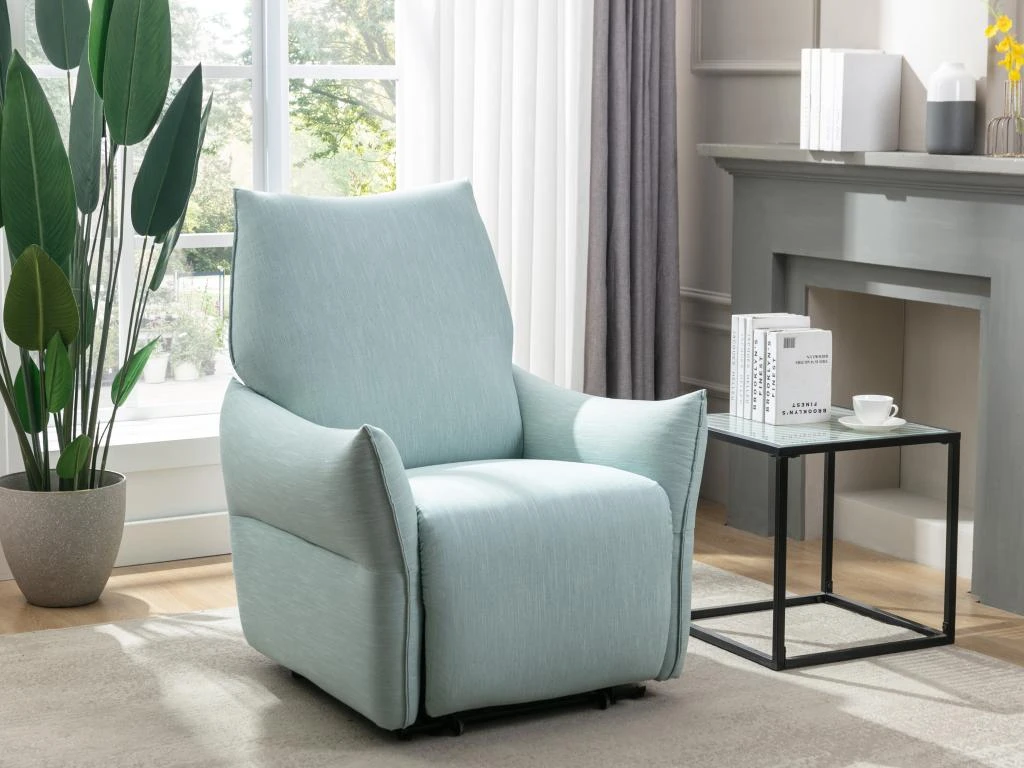 Fauteuil Relax électrique En Tissu Bleu Clair MODOC 3 Fauteuil Relax électrique En Tissu Bleu Clair MODOC