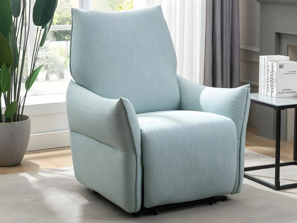 Fauteuil Relax électrique En Tissu Bleu Clair MODOC 4 Fauteuil Relax électrique En Tissu Bleu Clair MODOC – Image 2