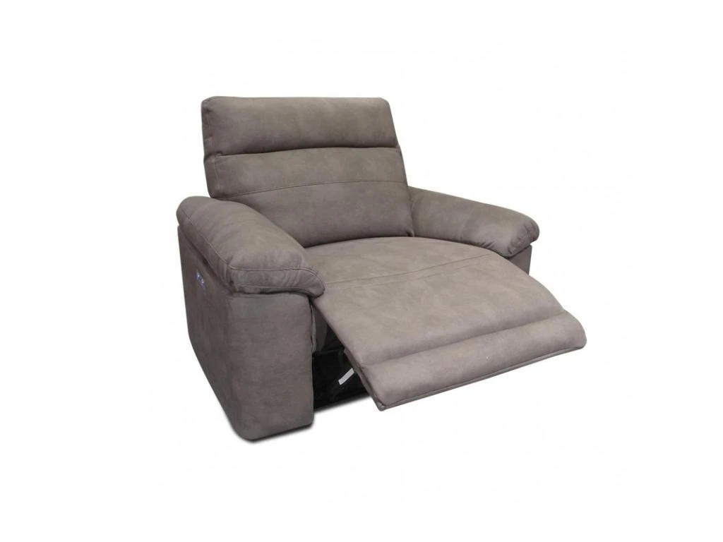 Fauteuil Relaxation Motorisé En Tissu Suédine Taupe Doux - CLARA 4 Fauteuil Relaxation Motorisé En Tissu Suédine Taupe Doux - CLARA – Image 2