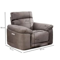 Fauteuil Relaxation Motorisé En Tissu Suédine Taupe Doux - CLARA 11 Fauteuil Relaxation Motorisé En Tissu Suédine Taupe Doux - CLARA -Promos Fauteora Magasin fauteuil 8908413
