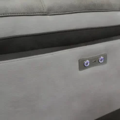 Fauteuil Relaxation Motorisé En Tissu Suédine Bicolore Taupe - CLARA -Promos Fauteora Magasin fauteuil 8908451