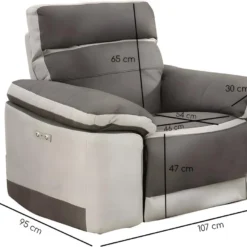 Fauteuil Relaxation Motorisé En Tissu Suédine Bicolore Taupe - CLARA -Promos Fauteora Magasin fauteuil 8908453