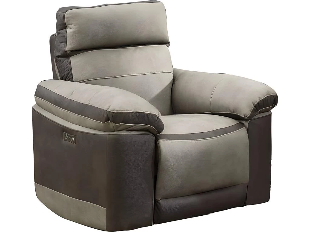 Fauteuil Relaxation Motorisé En Tissu Suédine Bicolore Beige - CLARA 3 Fauteuil Relaxation Motorisé En Tissu Suédine Bicolore Beige - CLARA