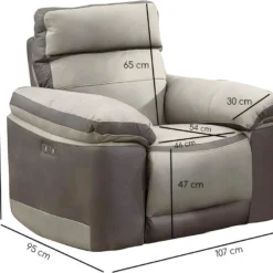 Fauteuil Relaxation Motorisé En Tissu Suédine Bicolore Beige - CLARA 9 Fauteuil Relaxation Motorisé En Tissu Suédine Bicolore Beige - CLARA -Promos Fauteora Magasin fauteuil 8908465