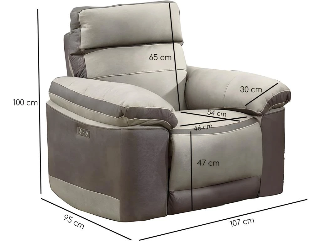 Fauteuil Relaxation Motorisé En Tissu Suédine Bicolore Beige - CLARA 6 Fauteuil Relaxation Motorisé En Tissu Suédine Bicolore Beige - CLARA – Image 4
