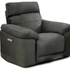 Fauteuil Relaxation Motorisé En Tissu Suédine Gris Anthracite - CLARA