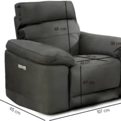 Fauteuil Relaxation Motorisé En Tissu Suédine Gris Anthracite - CLARA -Promos Fauteora Magasin fauteuil 8908605
