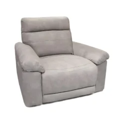 Fauteuil Relaxation Motorisé En Tissu Suédine Beige Doux - CLARA