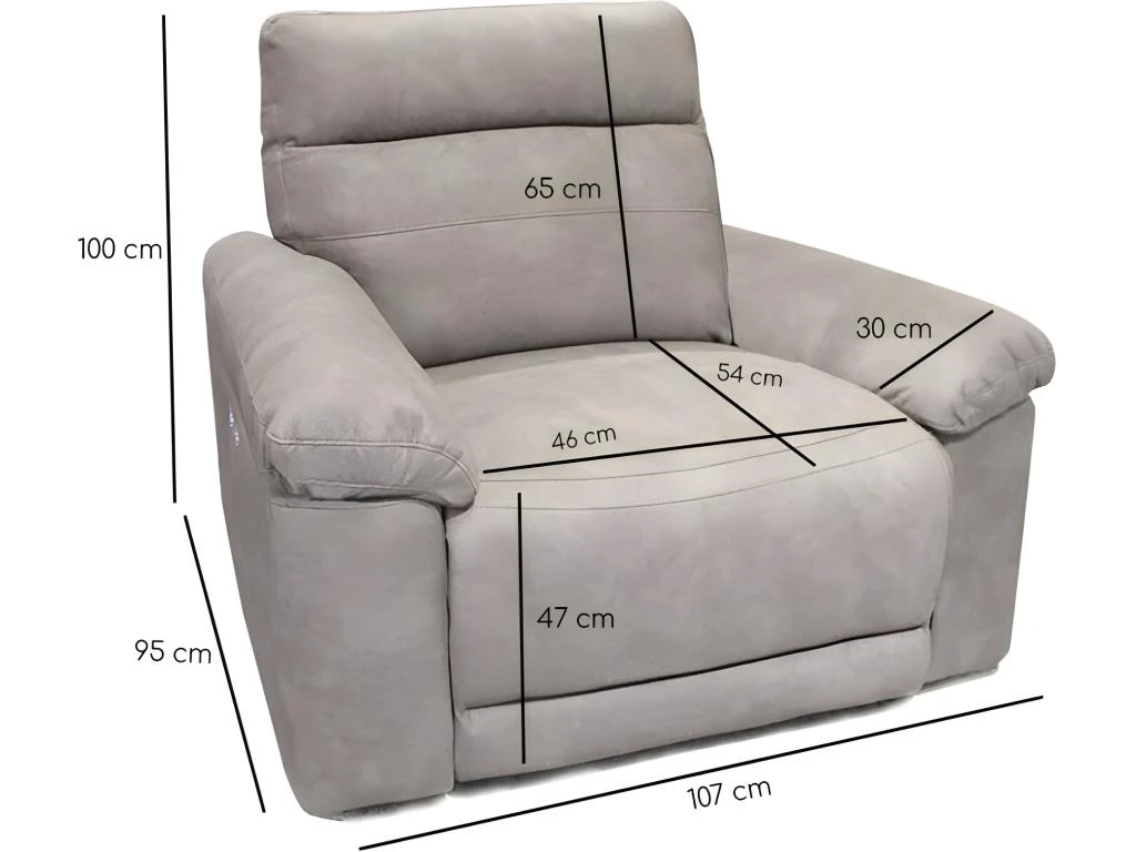 Fauteuil Relaxation Motorisé En Tissu Suédine Beige Doux - CLARA 5 Fauteuil Relaxation Motorisé En Tissu Suédine Beige Doux - CLARA – Image 3