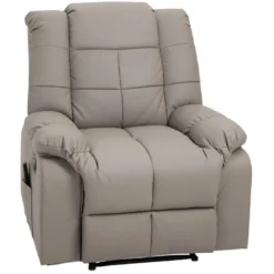 Fauteuil Luxe De Relaxation Et Massage Inclinaison Dossier Repose-pied Réglable Revêtement Synthétique Gris -Promos Fauteora Magasin fauteuil 8910471