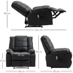 Fauteuil Luxe De Relaxation Et Massage Inclinaison Dossier Repose-pied Réglable Revêtement Synthétique Noir -Promos Fauteora Magasin fauteuil 8910483