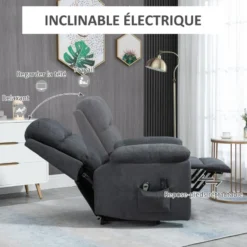 Fauteuil De Massage Fauteuil Releveur électrique Inclinaison Réglable Repose-pied Ajustable Tissu Gris -Promos Fauteora Magasin fauteuil 8910497