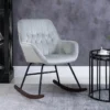 Fauteuil à Bascule Grand Confort Accoudoirs Assise Dossier Garnissage Mousse Haute Densité Velours Gris Clair -Promos Fauteora Magasin fauteuil 8918631
